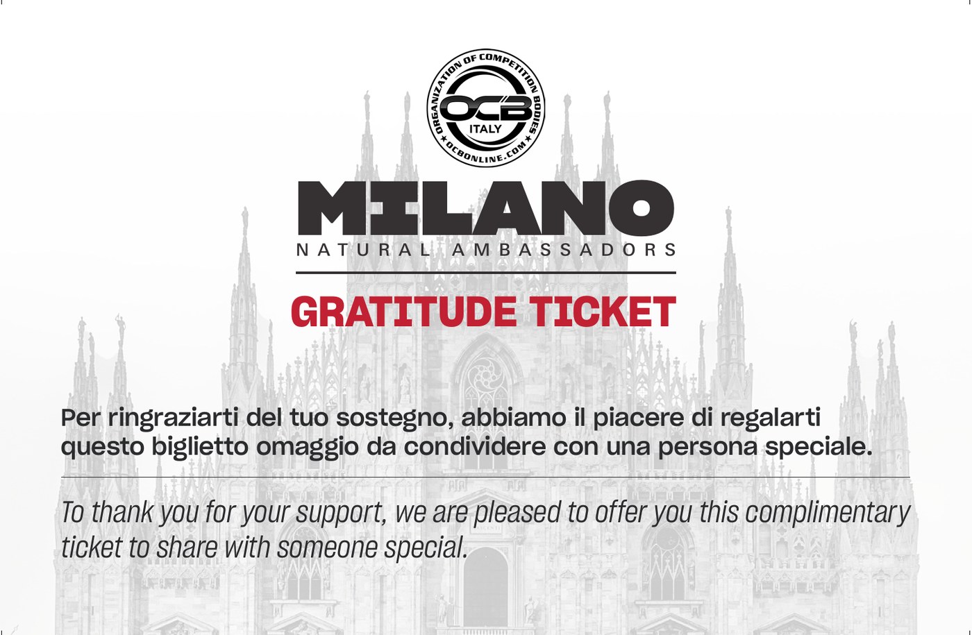 Gratitude Ticket MNA — cartolina con messaggio di ringraziamento