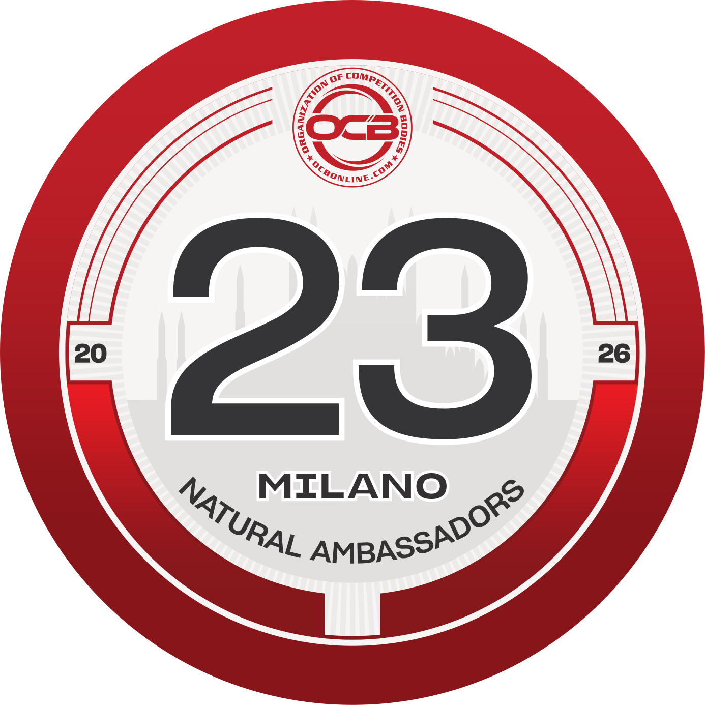 Numero di gara MNA 2026 — spilletta crociata 89mm n.23