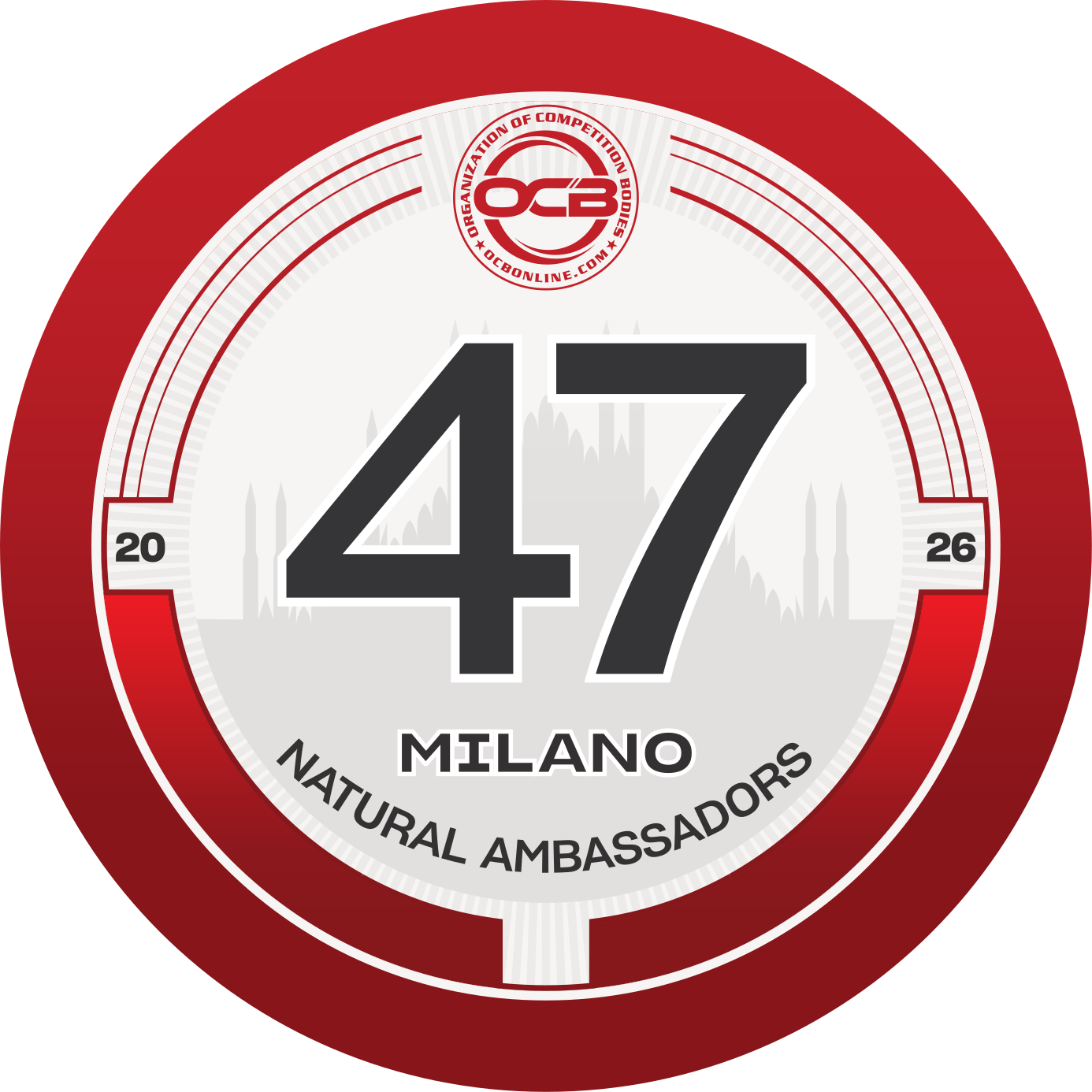 Numero di gara MNA 2026 — spilletta crociata 89mm n.47